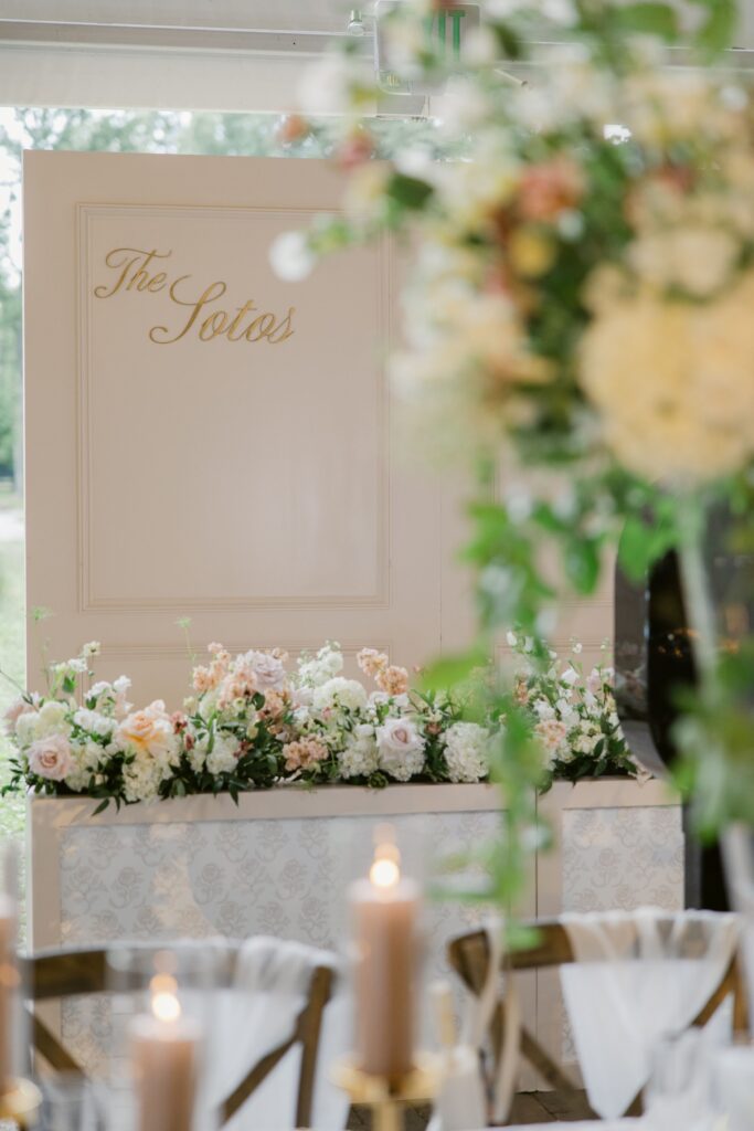 wedding backdrop with florals